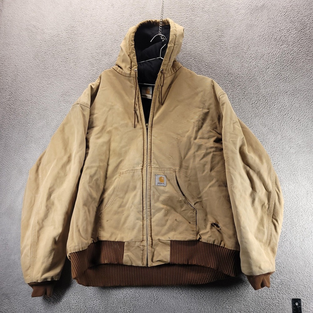 Carhartt Jacket Mens 3XL Brown J04 BRN Hooded Bomber Duck Canvas Insulated USA